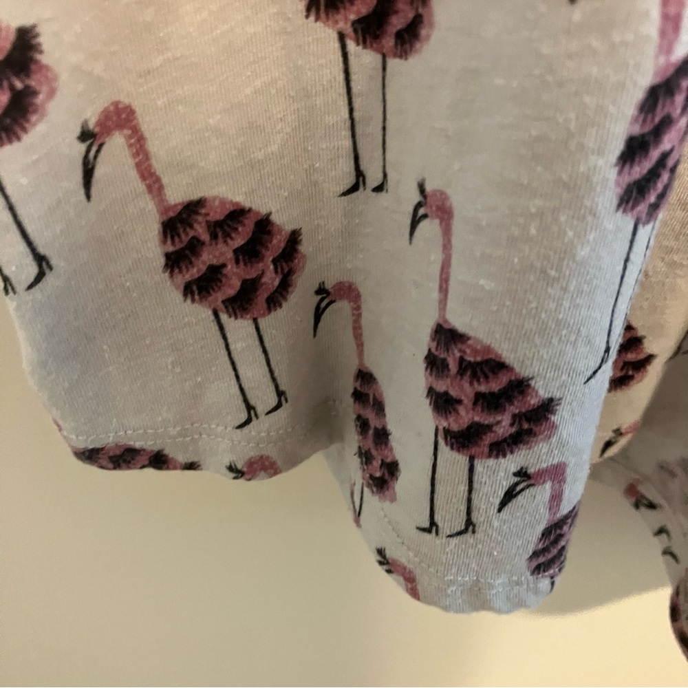 Anthropologie Kendra Dandy Flamingo Printed Tee in Gray/Grey/Pink Large - Picture 6 of 11